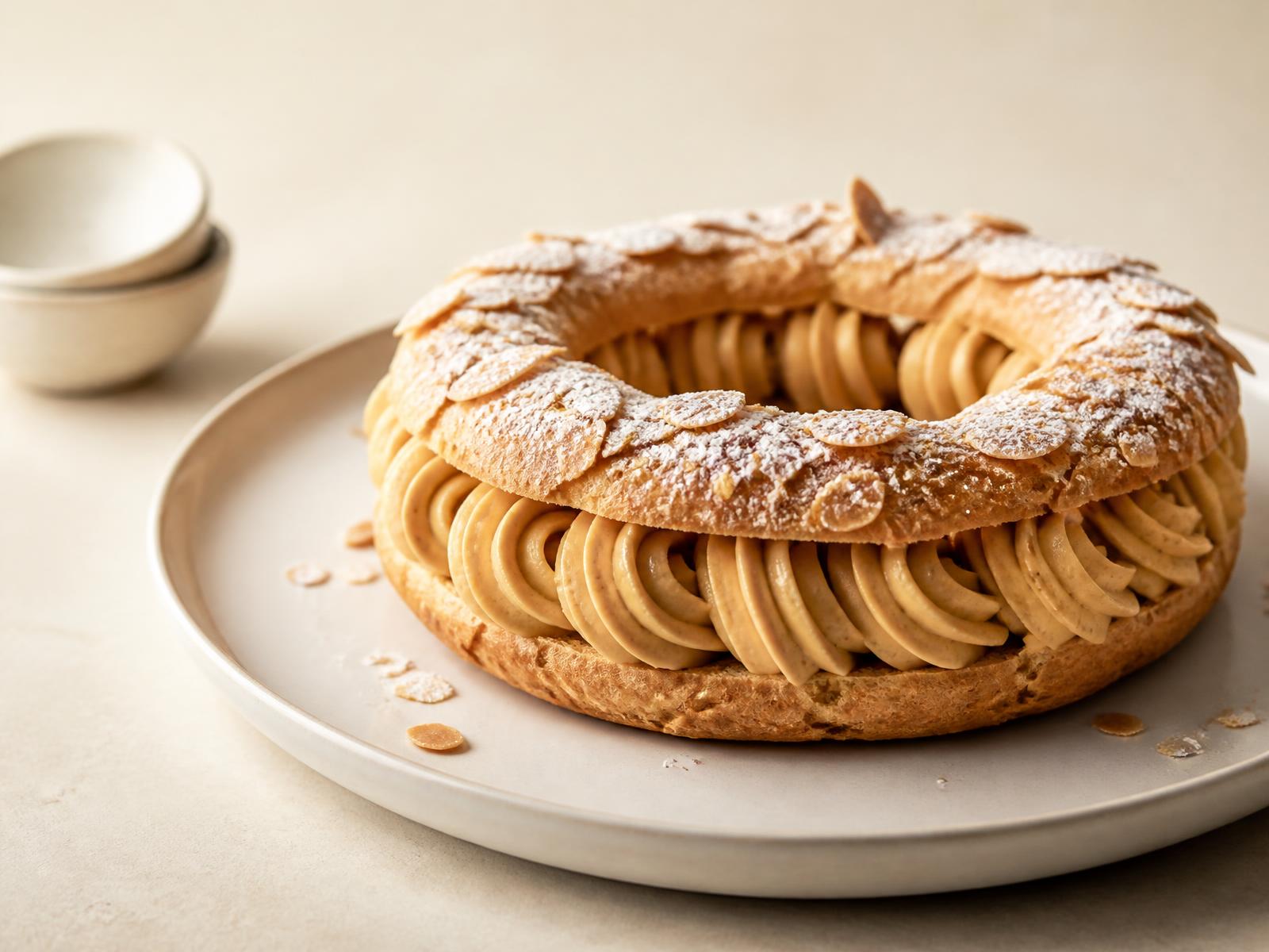 Paris-Brest artisanal aux amandes et crème pralinée